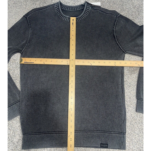 Hollister Sweater Mens Small Gray Ribbed Crew Neck Cotton Acrylic Blend NWT Knit - Picture 4 of 7